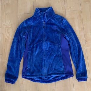 North face blue furry coat